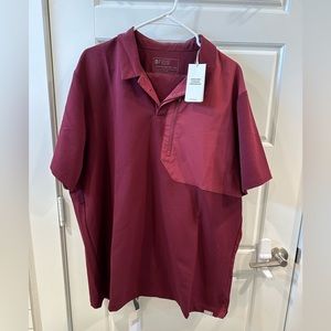 men's Burgundy Nazca Slim Scrub Pants - 2XL + Dothan Classic Polo Scrub Top 2XL